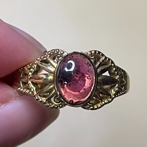 Handcrafted Vintage Pink Tourmaline (Rubellite) Ring - Size 7 - Picture 4 of 7